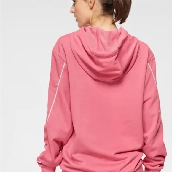 ADIDAS Women’s Giant Logo Hoodie Graphic Sweatshirt Pink White M - Picture 15 of 16